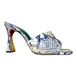 Vince Camuto Python Print Quilt Leather Reselm Mules Shoes Sandals 37/6.5 M